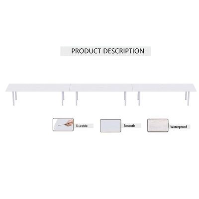 Mahmayi Meeting Table, Figura 72-60, Smooth & Durable Top Conference Table with Wire Management & Metal Legs for Home Office - 14 Seater, U-Leg (White)