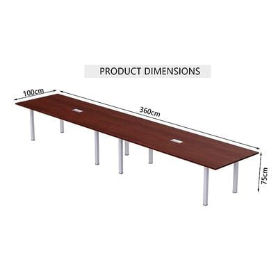 Mahmayi Meeting Table, Figura 72-36, Smooth & Durable Top Conference Table with Wire Management & Metal Legs for Home Office - 8 Seater, U-Leg (Apple Cherry)