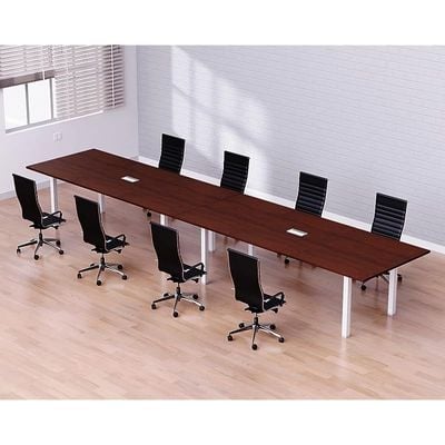 Mahmayi Meeting Table, Figura 72-36, Smooth & Durable Top Conference Table with Wire Management & Metal Legs for Home Office - 8 Seater, U-Leg (Apple Cherry)