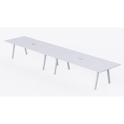 Mahmayi Bentuk 139-36 8 Seater Conference Meeting Table - Modern Office Furniture for Collaborative Work, Executive Boardroom Table with Stylish Design and Durable Construction - Ideal for Business Meetings and Conferences (White)