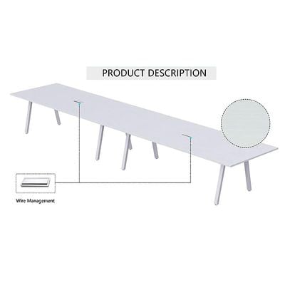 Mahmayi Bentuk 139-36 8 Seater Conference Meeting Table - Modern Office Furniture for Collaborative Work, Executive Boardroom Table with Stylish Design and Durable Construction - Ideal for Business Meetings and Conferences (White)