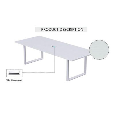 Mahmayi Meeting Table, Vorm 136-18, Smooth & Durable Top Conference Table with Wire Management & Metal Legs for Home Office - 4 Seater, Loop Leg (White)