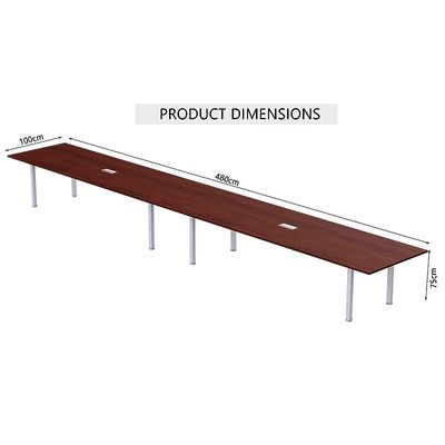Mahmayi Meeting Table, Figura 72-48, Smooth & Durable Top Conference Table with Wire Management & Metal Legs for Home Office - 12 Seater, U-Leg (Apple Cherry)