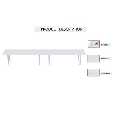 طاولة اجتماعات ماهماي، شكل 72-36، طاولة اجتماعات علوية ناعمة ومتينة مع إدارة الأسلاك وأرجل معدنية للمكتب المنزلي - 8 مقاعد، ساق على شكل حرف U (أبيض)