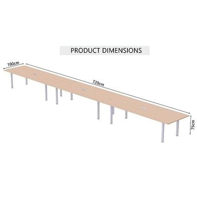 Mahmayi Meeting Table, Figura 72-72, Smooth & Durable Top Conference Table with Wire Management & Metal Legs for Home Office - 18 Seater, U-Leg (Oak)