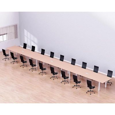 Mahmayi Meeting Table, Figura 72-72, Smooth & Durable Top Conference Table with Wire Management & Metal Legs for Home Office - 18 Seater, U-Leg (Oak)