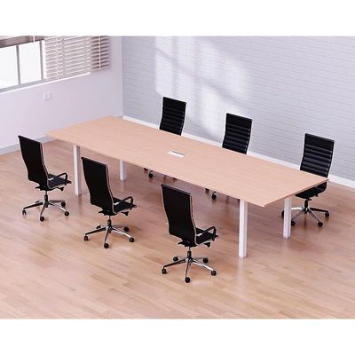 Mahmayi Meeting Table, Figura 72-24, Smooth & Durable Top Conference Table with Wire Management & Metal Legs for Home Office - 6 Seater, U-Leg (Oak)