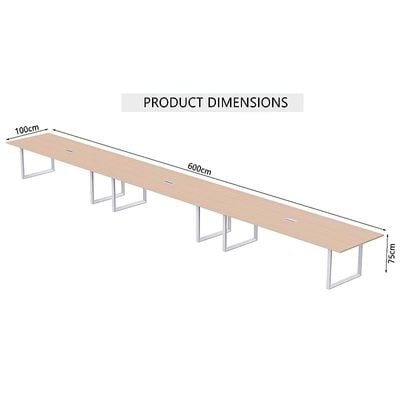 Mahmayi Vorm 136-60 Modern Conference-Meeting Table for Office, Home, & Restaurant - Loop Legs, Wire Management, Versatile Design, Easy Assembly, Enhances Wellness & Collaboration(14 Seater, Oak)