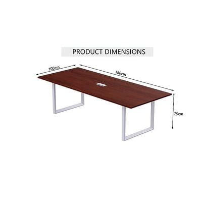 Mahmayi Meeting Table, Vorm 136-18, Smooth & Durable Top Conference Table with Wire Management & Metal Legs for Home Office - 4 Seater, Loop Leg (Apple Cherry)