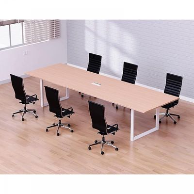 Mahmayi Vorm 136-24 Modern Conference-Meeting Table for Office, Home, & Restaurant - Loop Legs, Wire Management, Versatile Design, Easy Assembly, Enhances Wellness & Collaboration(6 Seater, Oak)
