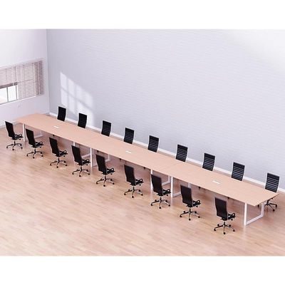 Mahmayi Vorm 136-72 Modern Conference-Meeting Table for Office, Home, & Restaurant - Loop Legs, Wire Management, Versatile Design, Easy Assembly, Enhances Wellness & Collaboration(18 Seater, Oak)