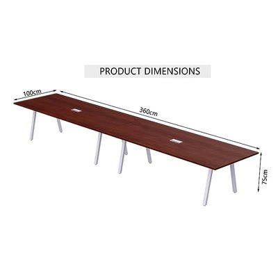Mahmayi Bentuk 139-36 8 Seater Conference Meeting Table - Modern Office Furniture for Collaborative Work, Executive Boardroom Table with Stylish Design and Durable Construction - Ideal for Business Meetings and Conferences (Apple Cherry)