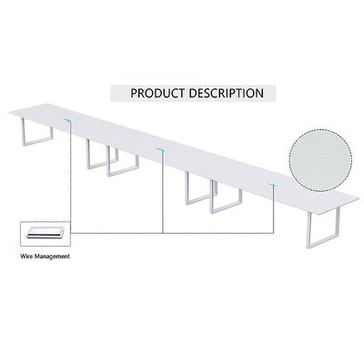Mahmayi Vorm 136-60 Modern Conference-Meeting Table for Office, Home, & Restaurant - Loop Legs, Wire Management, Versatile Design, Easy Assembly, Enhances Wellness & Collaboration(14 Seater, White)