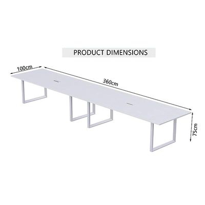 Mahmayi Vorm 136-36 Modern Conference-Meeting Table for Office, Home, & Restaurant - Loop Legs, Wire Management, Versatile Design, Easy Assembly, Enhances Wellness & Collaboration(8 Seater, White)