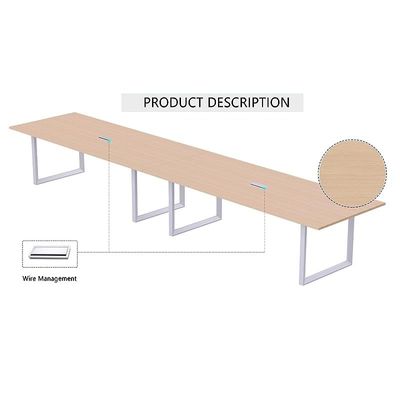 Mahmayi Vorm 136-36 Modern Conference-Meeting Table for Office, Home, & Restaurant - Loop Legs, Wire Management, Versatile Design, Easy Assembly, Enhances Wellness & Collaboration(8 Seater, Oak)