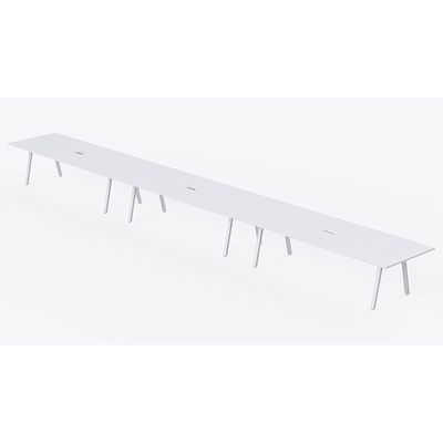 Mahmayi Bentuk 139-60 14 Seater Conference Meeting Table - Modern Office Furniture for Collaborative Work, Executive Boardroom Table with Stylish Design and Durable Construction - Ideal for Business Meetings and Conferences (White)