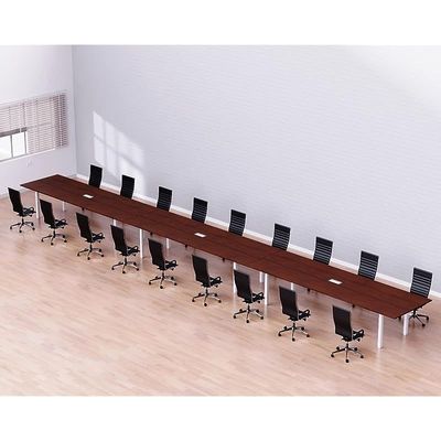 Mahmayi Meeting Table, Figura 72-72, Smooth & Durable Top Conference Table with Wire Management & Metal Legs for Home Office - 18 Seater, U-Leg (Apple Cherry)