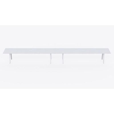 Mahmayi Bentuk 139-48 12 Seater Conference Meeting Table - Modern Office Furniture for Collaborative Work, Executive Boardroom Table with Stylish Design and Durable Construction - Ideal for Business Meetings and Conferences (White)