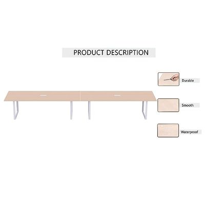 Mahmayi Vorm 136-48 Modern Conference-Meeting Table for Office, Home, & Restaurant - Loop Legs, Wire Management, Versatile Design, Easy Assembly, Enhances Wellness & Collaboration(12 Seater, Oak)