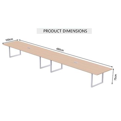Mahmayi Vorm 136-48 Modern Conference-Meeting Table for Office, Home, & Restaurant - Loop Legs, Wire Management, Versatile Design, Easy Assembly, Enhances Wellness & Collaboration(12 Seater, Oak)