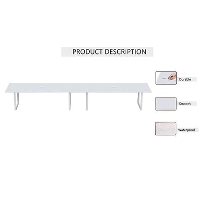 Mahmayi Vorm 136-48 Modern Conference-Meeting Table for Office, Home, & Restaurant - Loop Legs, Wire Management, Versatile Design, Easy Assembly, Enhances Wellness & Collaboration(12 Seater, White)