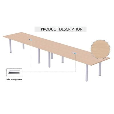 Mahmayi Meeting Table, Figura 72-36, Smooth & Durable Top Conference Table with Wire Management & Metal Legs for Home Office - 8 Seater, U-Leg (Oak)