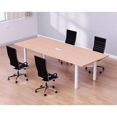 Mahmayi Meeting Table, Figura 72-18, Smooth & Durable Top Conference Table with Wire Management & Metal Legs for Home Office - 4 Seater, U-Leg (Oak)