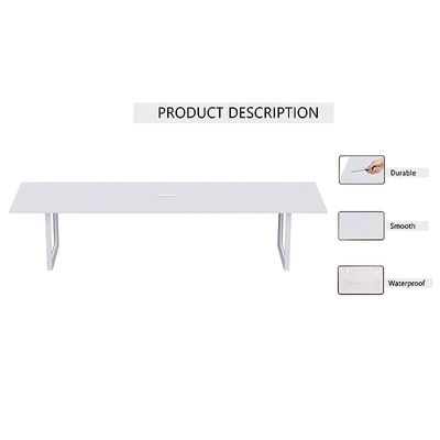 Mahmayi Vorm 136-24 Modern Conference-Meeting Table for Office, Home, & Restaurant - Loop Legs, Wire Management, Versatile Design, Easy Assembly, Enhances Wellness & Collaboration(6 Seater, White)
