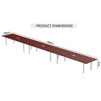 Mahmayi Meeting Table, Figura 72-60, Smooth & Durable Top Conference Table with Wire Management & Metal Legs for Home Office - 14 Seater, U-Leg (Apple Cherry)