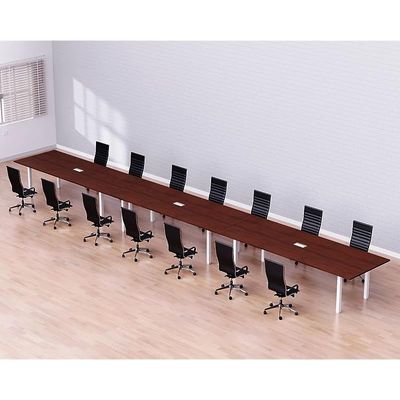Mahmayi Meeting Table, Figura 72-60, Smooth & Durable Top Conference Table with Wire Management & Metal Legs for Home Office - 14 Seater, U-Leg (Apple Cherry)