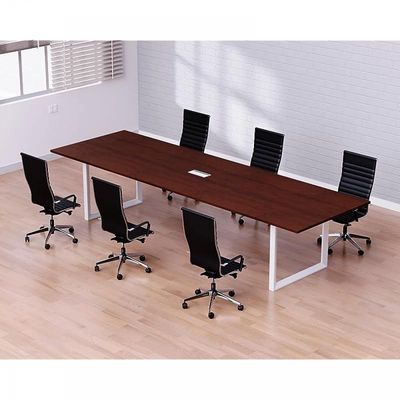 Mahmayi Vorm 136-24 Modern Conference-Meeting Table for Office, Home, & Restaurant - Loop Legs, Wire Management, Versatile, Easy Assembly, Enhances Wellness & Collaboration(6 Seater, Apple Cherry)