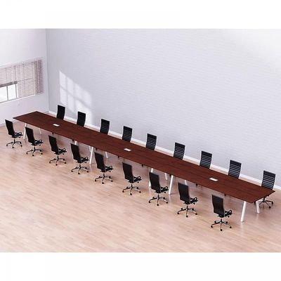 Mahmayi Bentuk 139-18 18 Seater Conference Meeting Table - Modern Office Furniture for Collaborative Work, Executive Boardroom Table with Stylish Design and Durable Construction - Ideal for Business Meetings and Conferences (Apple Cherry)