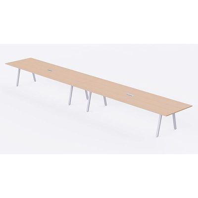 Mahmayi Bentuk 139-48 12 Seater Conference Meeting Table - Modern Office Furniture for Collaborative Work, Executive Boardroom Table with Stylish Design and Durable Construction - Ideal for Business Meetings and Conferences (Oak)