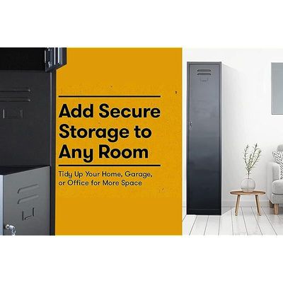 Mahmayi Godrej OEM Single Door Steel Locker in Black Finish - Heavy-Duty Storage Cabinet for Home, Office, or School Organization 