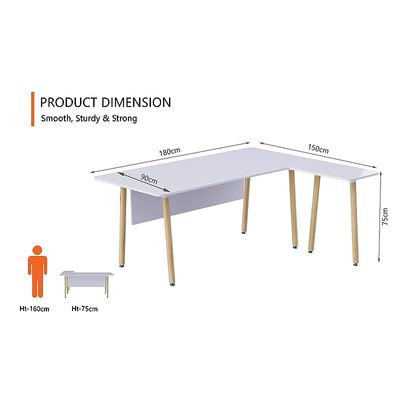 HYT34-18L Modern Office Workstation for Front Office Use, Smooth Surface Material - (180Cms, White)