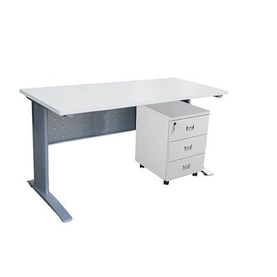 Stazion 1410 Office Desk, Modern Design Executive Desks for Computer Workstation, White with Drawers