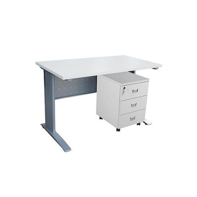 Stazion 1210 Office Desk, Modern Design Executive Desks for Computer Workstation, White with Drawers