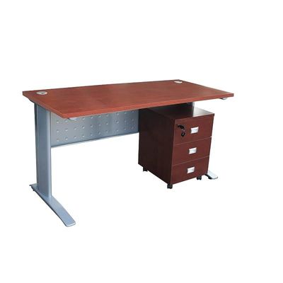 Stazion 1410 Office Desk, Modern Design Executive Desks for Computer Workstation, Apple Cherry with Drawers