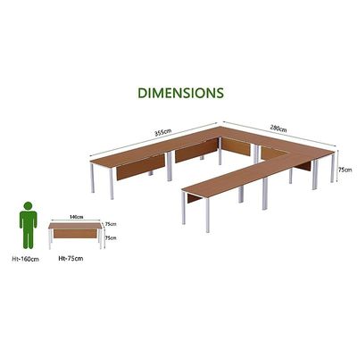 Mahmayi Figura 72-14 U-Shaped Conference Meeting Table for Office, School, or Classroom, Large 12 Person Capacity with Elegant Design and Durability, Ideal for Meetings, Events, Seminars, and Collaborative Workspaces (12 Seater, Light Walnut) 