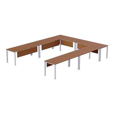 Mahmayi Figura 72-14 U-Shaped Conference Meeting Table for Office, School, or Classroom, Large 12 Person Capacity with Elegant Design and Durability, Ideal for Meetings, Events, Seminars, and Collaborative Workspaces (12 Seater, Light Walnut) 