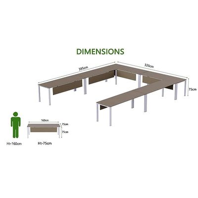 Figura 72-16 12 Seater Brown Linen U-Shaped Conference-Meeting Table