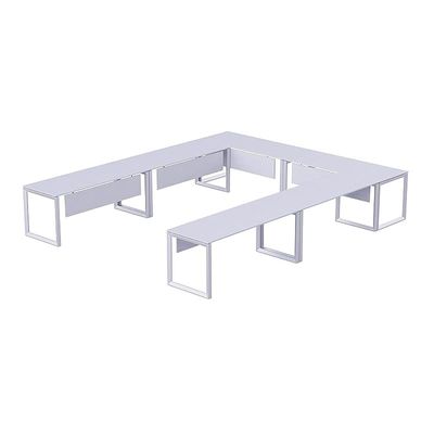 Mahmayi Vorm 136-14 U-Shaped Conference Meeting Table for Office, School, or Classroom, Large 12 Person Capacity with Elegant Design and Durability, Ideal for Meetings, Events, Seminars, and Collaborative Workspaces (12 Seater, White)