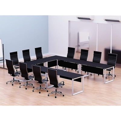 Mahmayi Vorm 136-12 U-Shaped Conference Meeting Table for Office, School, or Classroom, Large 12 Person Capacity with Elegant Design and Durability, Ideal for Meetings, Events, Seminars, and Collaborative Workspaces (12 Seater, Black)