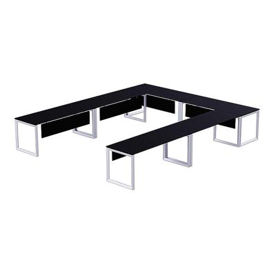 Mahmayi Vorm 136-14 U-Shaped Conference Meeting Table for Office, School, or Classroom, Large 12 Person Capacity with Elegant Design and Durability, Ideal for Meetings, Events, Seminars, and Collaborative Workspaces (12 Seater, Black)