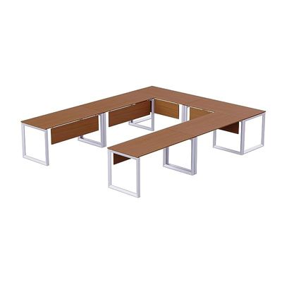 Mahmayi Vorm 136-12 U-Shaped Conference Meeting Table for Office, School, or Classroom, Large 12 Person Capacity with Elegant Design and Durability, Ideal for Meetings, Events, Seminars, and Collaborative Workspaces (12 Seater, Light Walnut)