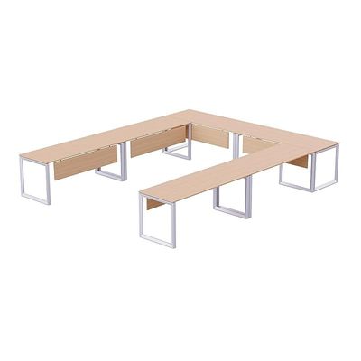 Mahmayi Vorm 136-14 U-Shaped Conference Meeting Table for Office, School, or Classroom, Large 12 Person Capacity with Elegant Design and Durability, Ideal for Meetings, Events, Seminars, and Collaborative Workspaces (12 Seater, Oak)