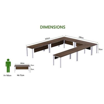 Figura 72-14 12 Seater Dark Walnut U-Shaped Conference-Meeting Table