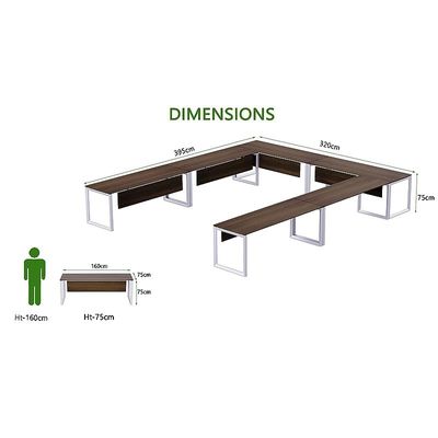 Mahmayi Vorm 136-16 U-Shaped Conference Meeting Table for Office, School, or Classroom, Large 12 Person Capacity with Elegant Design and Durability, Ideal for Meetings, Events, Seminars, and Collaborative Workspaces (12 Seater, Dark Walnut)