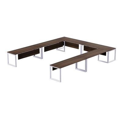 Mahmayi Vorm 136-16 U-Shaped Conference Meeting Table for Office, School, or Classroom, Large 12 Person Capacity with Elegant Design and Durability, Ideal for Meetings, Events, Seminars, and Collaborative Workspaces (12 Seater, Dark Walnut)
