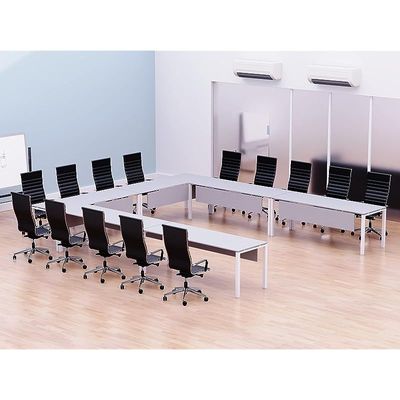 Mahmayi Figura 72-16 U-Shaped Conference Meeting Table for Office, School, or Classroom, Large 12 Person Capacity with Elegant Design and Durability, Ideal for Meetings, Events, Seminars, and Collaborative Workspaces (12 Seater, White) 